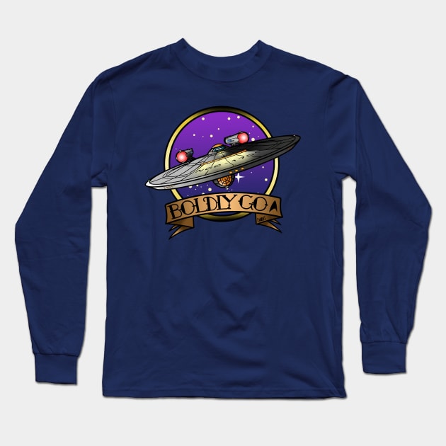 U.S.S. Enterprise - Boldly Go! Long Sleeve T-Shirt by DukeTheBear